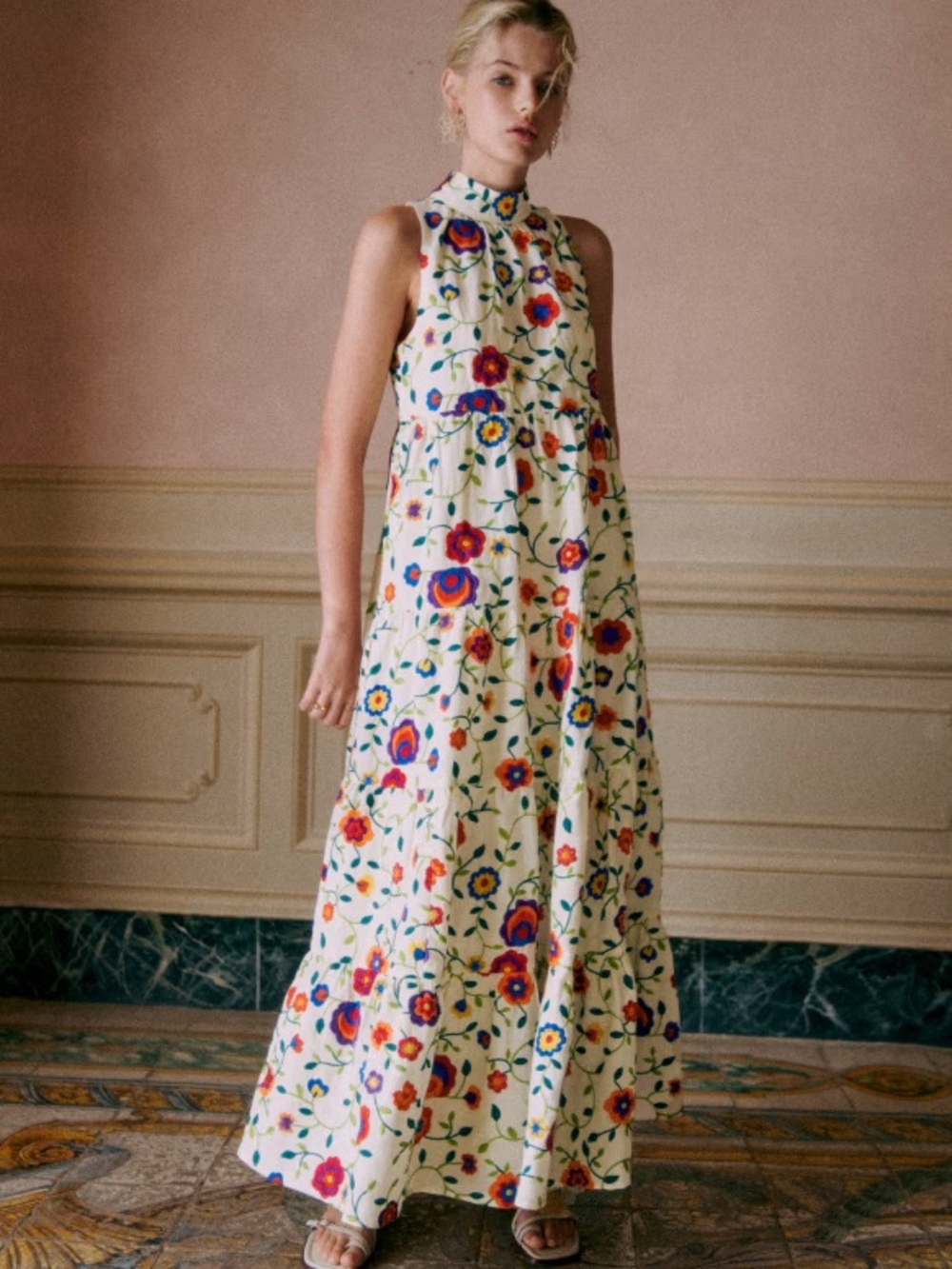 NWT Sézane Olympia Dress in Multicolor Embroidery Size 4/36